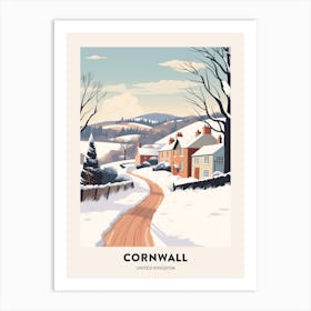 Vintage Winter Travel Poster Cornwall United Kingdom 1 Art Print