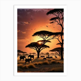 Sunset In The Savannah Art Print