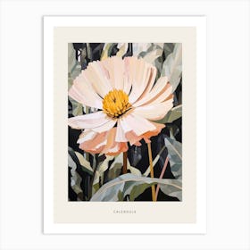 Flower Illustration Calendula 2 Poster Art Print