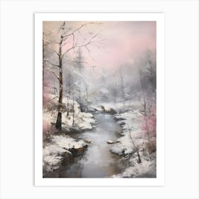 Dreamy Winter Painting Crins National Park France 4 Art Print