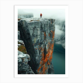 Man Standing On Cliff Art Print