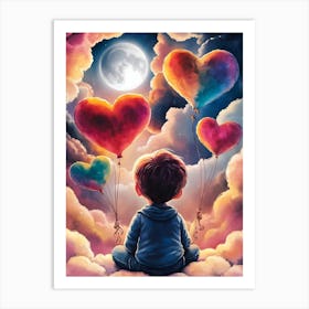 Boy With Balloons Art Print