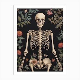 Botanical Skeleton Vintage Flowers Painting (54) Art Print