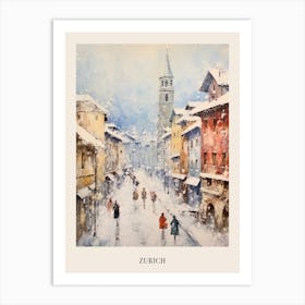 Vintage Winter Painting Poster Zurich Switzerland 2 Art Print