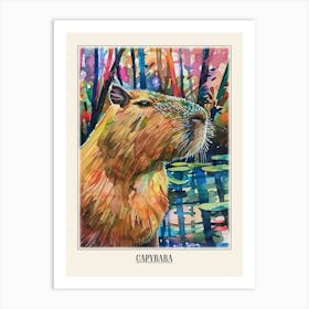 Capybara Colourful Watercolour 2 Poster Art Print