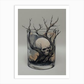 Skull In A Glass Art Print