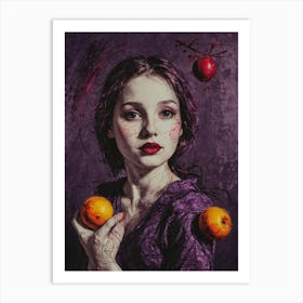 Girl With An Orange Art Print