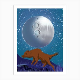 Wolf In The Moonlight Art Print