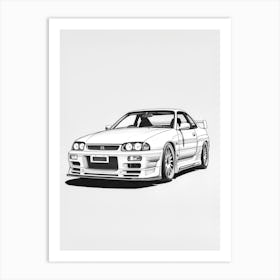 Nissan Gtr Line Drawing 7 Art Print