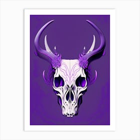 Animal Skull Purple 2 Line Drawing Art Print