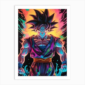 Goku Dragon Ball Z Neon Iridescent (25) Art Print