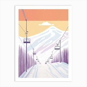 Lake Louise Ski Resort   Alberta, Canada, Ski Resort Pastel Colours Illustration 3 Art Print