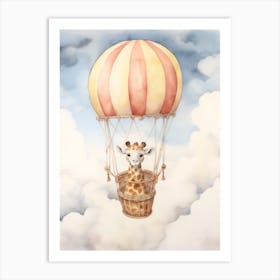 Baby Giraffe 1 In A Hot Air Balloon Art Print