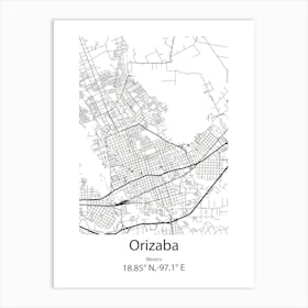 Orizaba,Mexico Minimalist Map Art Print