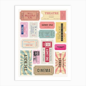 Vintage Cinema Tickets Art Print