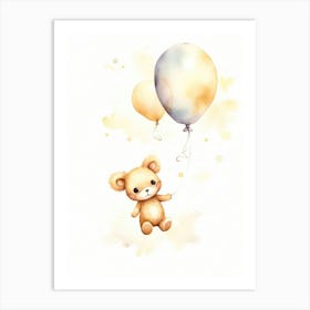 Baby Butterfly Flying With Ballons, Watercolour Nursery Art 4 Art Print