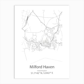 Milford City,United States Minimalist Map Art Print