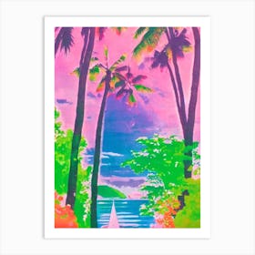 Port Of Pointe À Pitre Guadeloupe Retro Risograph Print 1 harbour Art Print