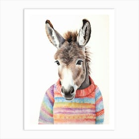 Baby Animal Watercolour Donkey Art Print