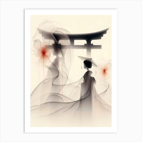 Japan Traditional Geisha Illustration By Ad 200 Art Print