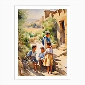 Childhood: Children In The Village Art Print