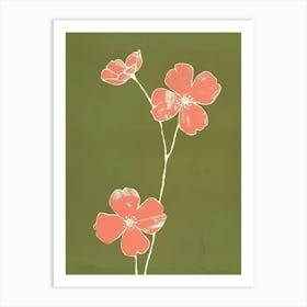Pink & Green Forget Me Not 1 Art Print