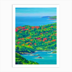 Acadia National Park United States Of America Blue Oil Painting 2  Art Print