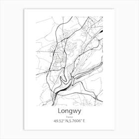 Longwy,France Minimalist Map Art Print