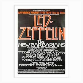 Led Zeppelin At Knebworth Festival Concert Poster Art Print