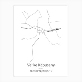 Vel Ke Kapusany,Slovakia Minimalist Map Art Print