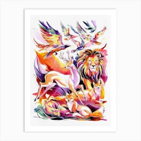 Watercolor Animals Art Print