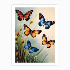 Beautiful Vintage Butterfly Painting Art Print