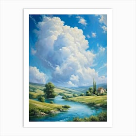 Cumulus Clouds Billowing Gentle Giants Against A Backdrop Of Vivid Azure Sky Tower Over A Varied (5) 1 Art Print