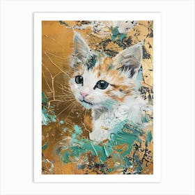 Kitten Gold Effect Collage 3 Art Print