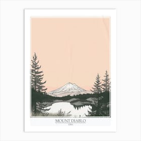 Mount Diablo Usa Color Line Drawing 8 Poster Art Print