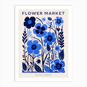 Blue Flower Market Poster Flax Flower Market Poster 2 Art Print