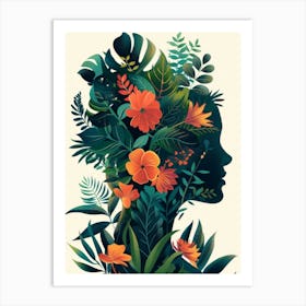 Portrait Of A Woman With Flowers 6 Art Print