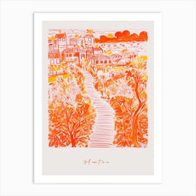 Mantua Italy Orange Drawing Poster Art Print