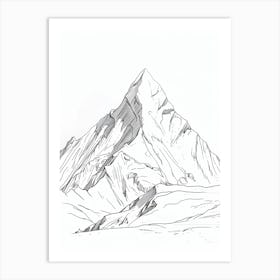 Gasherbrum Pakistan China Line Drawing 7 Art Print