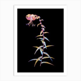 Stained Glass Tiger Lily Mosaic Botanical Illustration on Black n.0299 Art Print