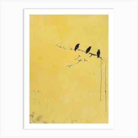 Three Birds On A Branch 1 Art Print