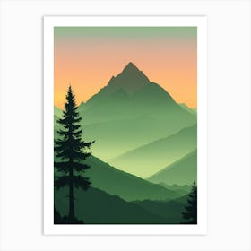 Misty Mountains Vertical Composition In Green Tone 8 Art Print