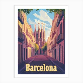 Aihrgdesign A Retro Travel Poster For Barcelona Featuring The F6bca72e D5a7 4720 B276 F77bf763e66b 3 Art Print