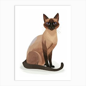 Burmese Cat Clipart Illustration 2 Art Print