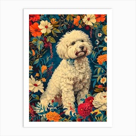 Poodle In The Garden Inspired by William Morris Art Print