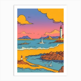 Sunset At The Lighthouse Art Print