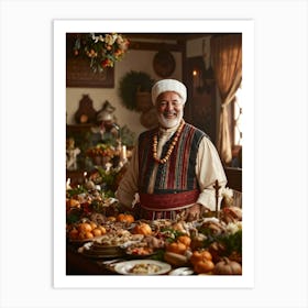 A Jovial Pilgrim Adorned With Traditional Dress From The New World An Adoring Smile Complementing (4) 1 Art Print