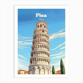 Pisa Italy Leaning Tower Modern Travel Illustration Art Print