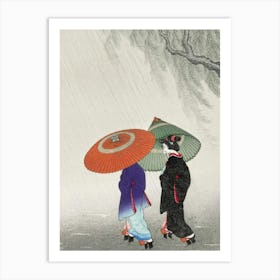 Two Women With Umbrellas Art Print