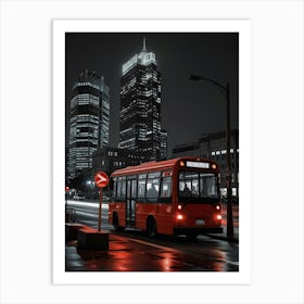 City Bus At Night 1 Art Print